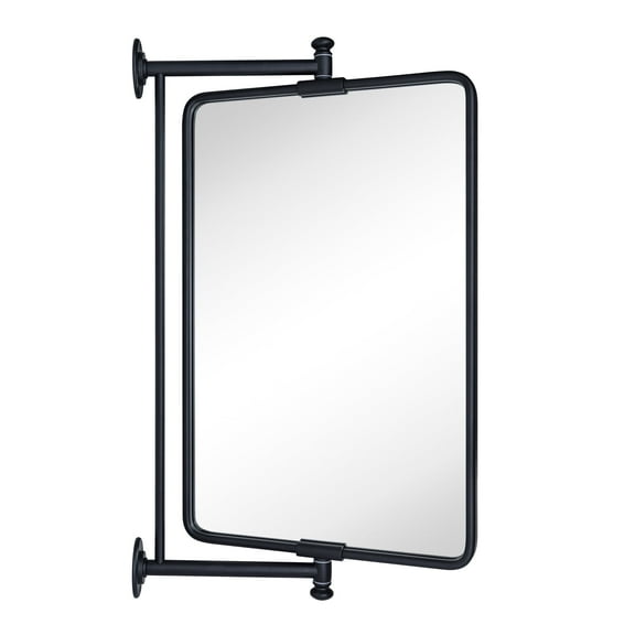 TEHOME Black Rounded Rectangle Pivot-N-View Bathroom Vanity Mirror 14x22"