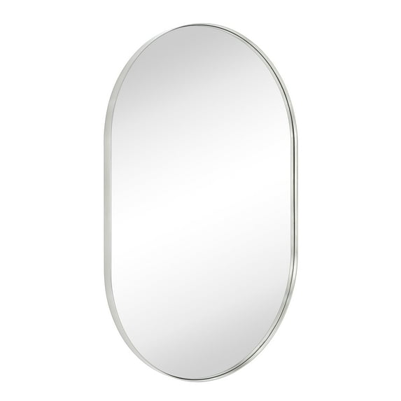 TEHOME Brushed Nickel Oval Bathroom Mirror, 24x36 Inches, Capsule Pill Shaped
