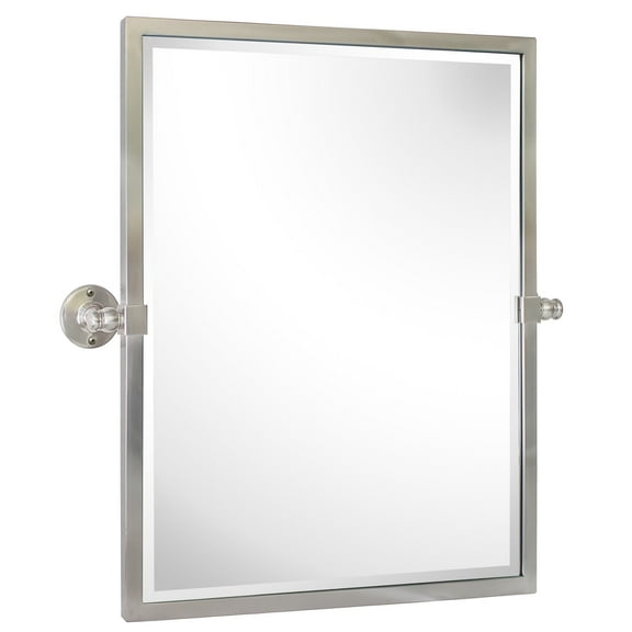 TEHOME Brushed Nickel Metal Framed Pivot Rectangle Bathroom Mirror 20x24"