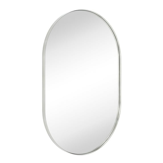 TEHOME Brushed Nickel Pill Shaped Stainless Steel Metal Frame Oval Bathroom Mirror 20x30"