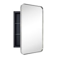 thumbnail image 1 of TEHOME Brushed Nickel Rectangle Recessed Bathroom Medicine Cabinet with Mirror Stainless Steel Metal Framed Rounded Rectangular Bathroom Cabinet with Mirror 16x24'', 1 of 8