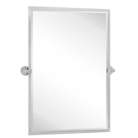 TEHOME Chrome Metal Framed Pivot Rectangle Bathroom Mirror 24x36"
