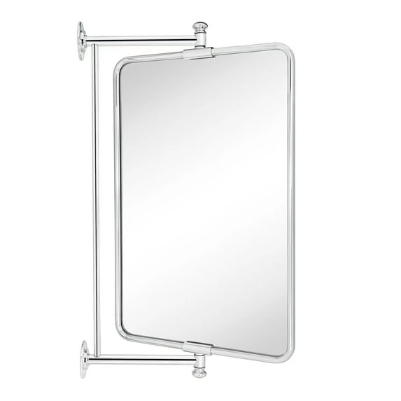 TEHOME Chrome Rounded Rectangle Pivot-N-View Bathroom Vanity Mirror 14x22"