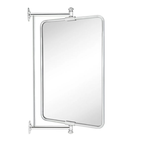 TEHOME Chrome Rounded Rectangle Pivot-N-View Bathroom Vanity Mirror 14x22"