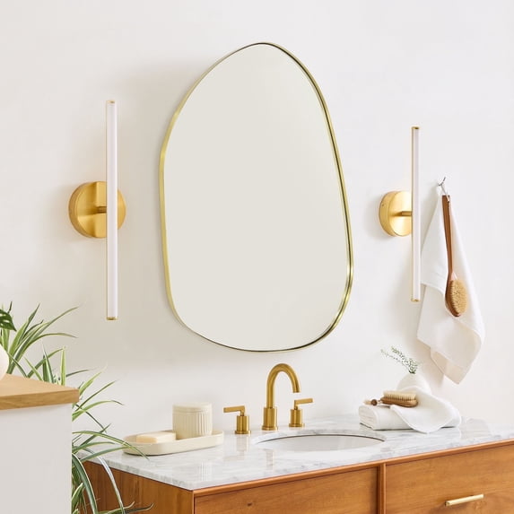 TEHOME Bertlinde Contemporary and Farmhouse 40x30'' Gold Metal Framed Asymmetrical Mirror Irregular Mirror