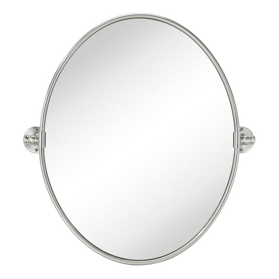 TEHOME Farmhouse Oval Brushed Nickel Metal Pivot Bathroom Vanity Mirror Tilting Vanity Mirrors 19x24"