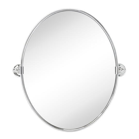 TEHOME Farmhouse Oval Chrome Metal Pivot Bathroom Vanity Mirror Tilting Vanity Mirrors 19x24"