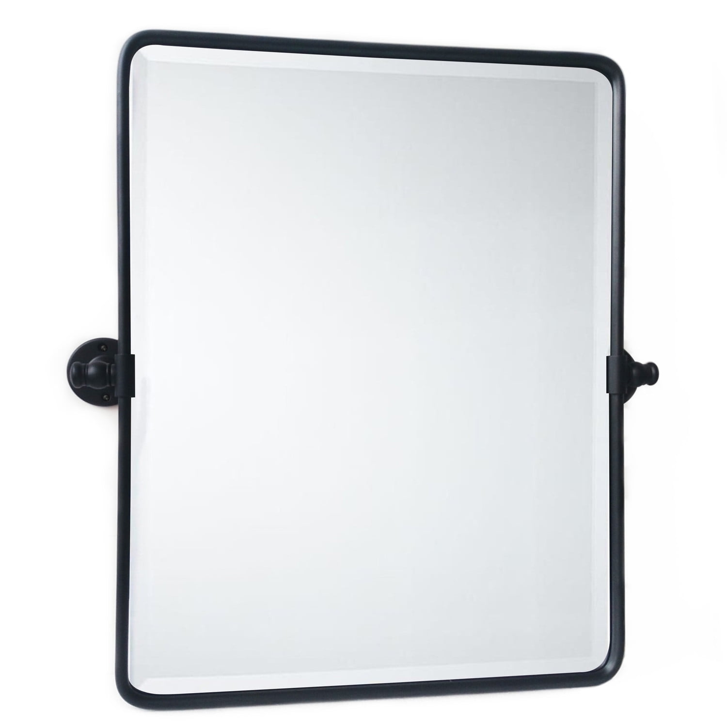 TEHOME Farmhouse Pivot Rectangle Bathroom Mirror Black Metal Framed
