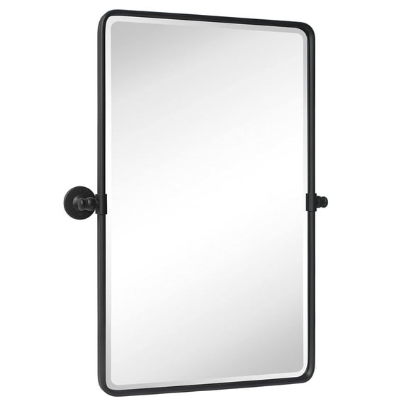 TEHOME Farmhouse Black Bathroom Mirror, 20x30 inches, Pivot Rectangle, Tilting