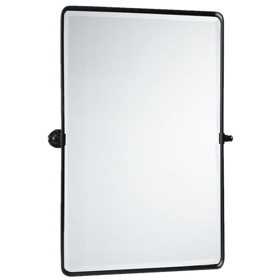 TEHOME Farmhouse Pivot Rectangle Bathroom Mirror Black Metal Framed Tilting Beveled Vanity Mirrors 23x35"