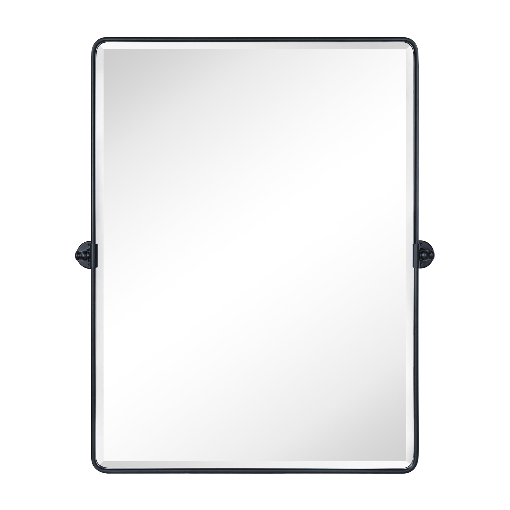 TEHOME Farmhouse Pivot Rectangle Bathroom Mirror Black Metal Framed