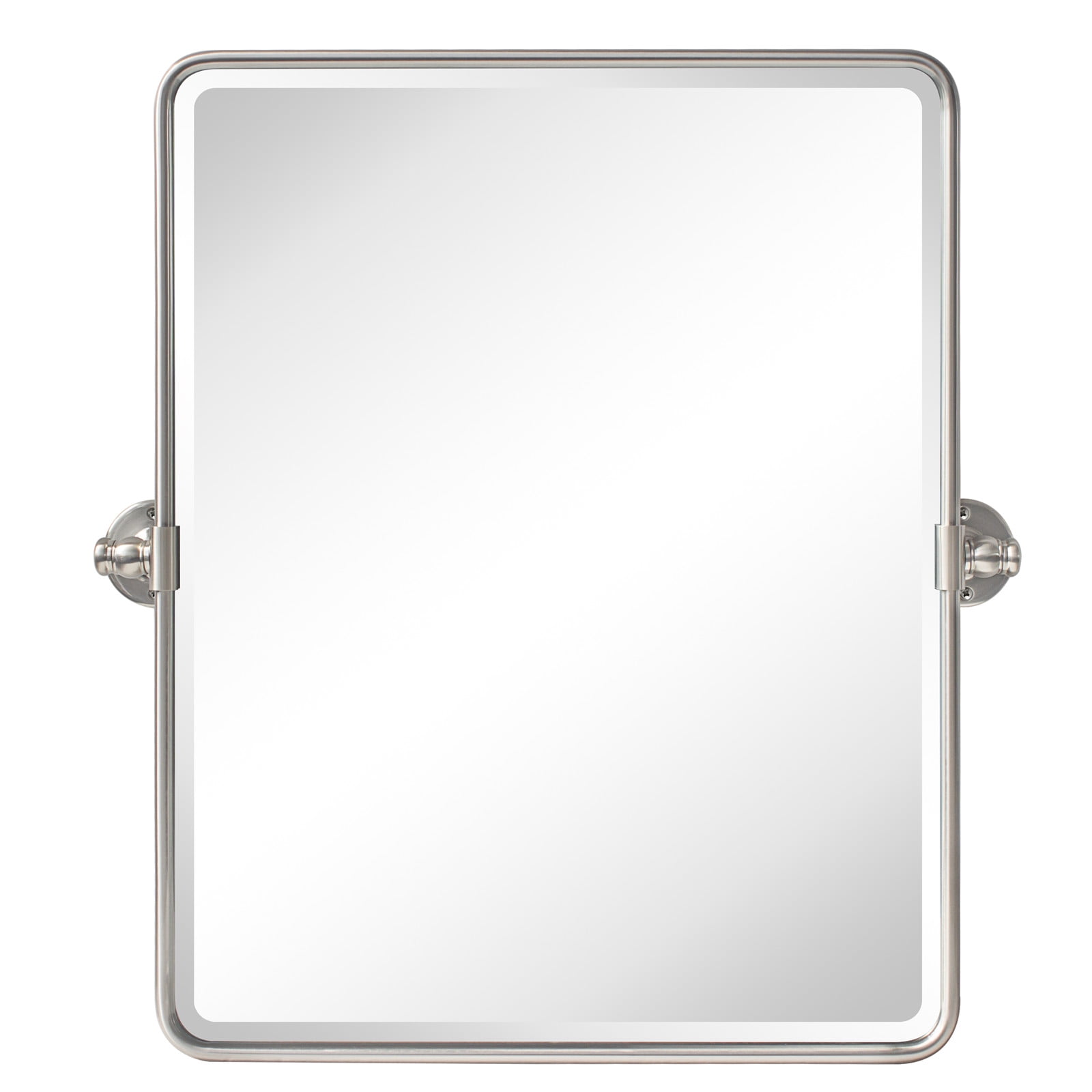 TEHOME Farmhouse Pivot Rectangle Bathroom Mirror Brushed Nickel Metal