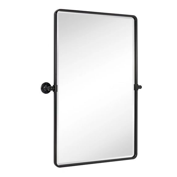 TEHOME Farmhouse Pivot Rectangle Bathroom Mirror Oil Rubbed Bronze Metal Framed Tilting Beveled Vanity Mirrors 23x35"