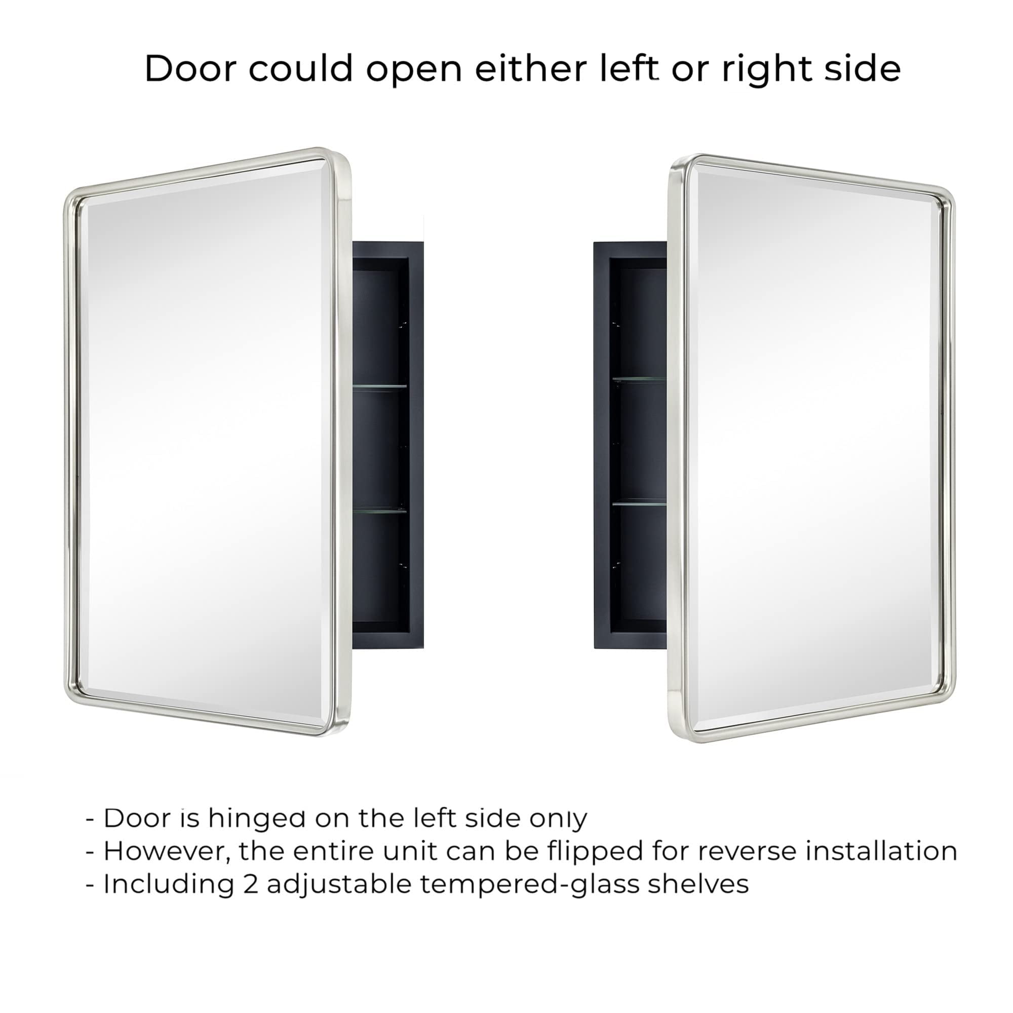 TEHOME Farmhouse Recessed Metal Bathroom Medicine Cabinets with Mirror ...