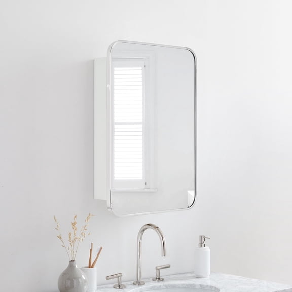 TEHOME Garnes Recessed or Surface Mount Framed Medicine Cabinet with Adjustable Shelves 17.5'' x 29'' - Polished Nickel