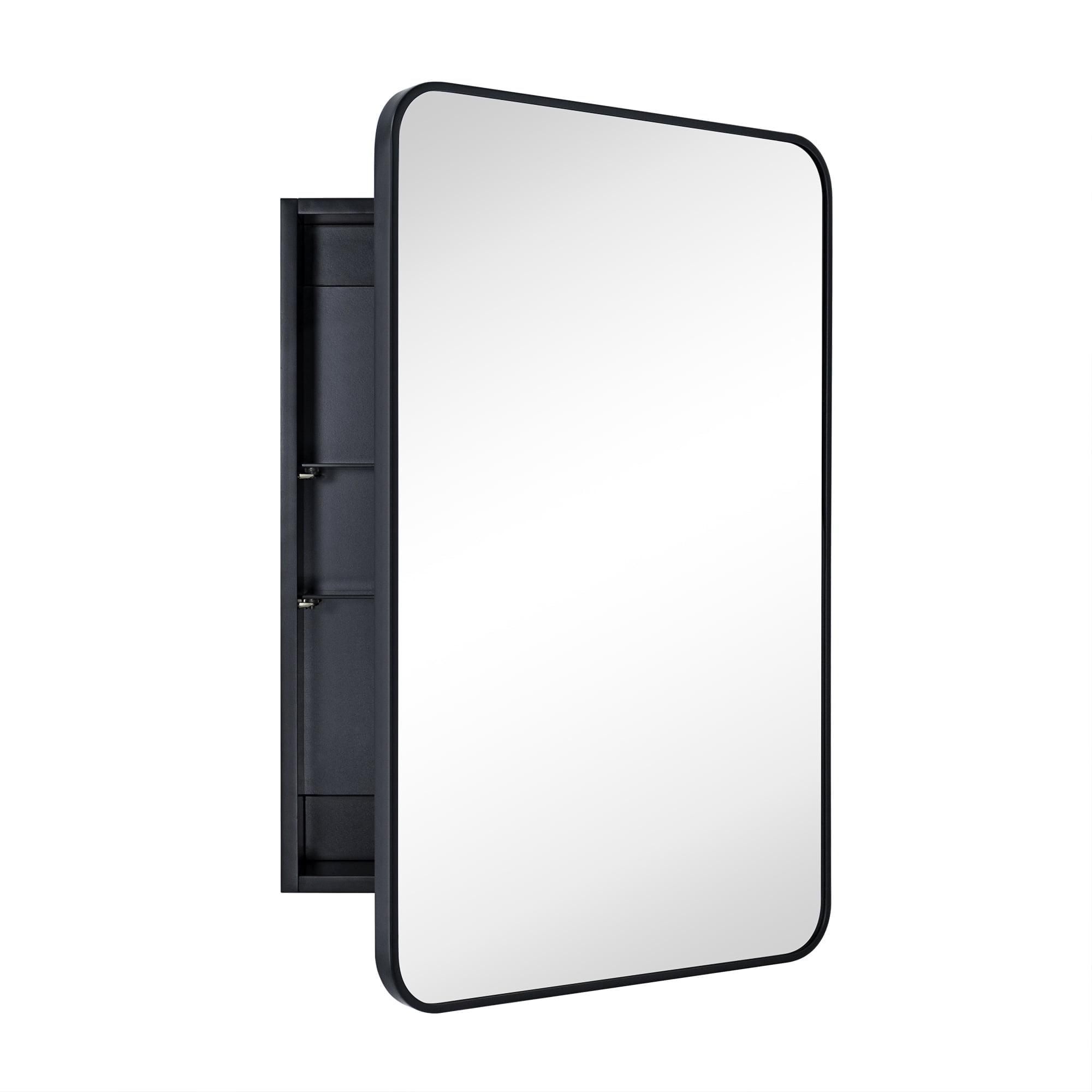 Garnes Black Metal Medicine Cabinet with Mirror, 24'' x 36''