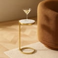 thumbnail image 1 of TEHOME Gold Marble Drink Table Metal Martini Round Table Small Drink Side Table for couch Marble C Shaped End Table for Sofa 10" diam,24.55" h, 1 of 10