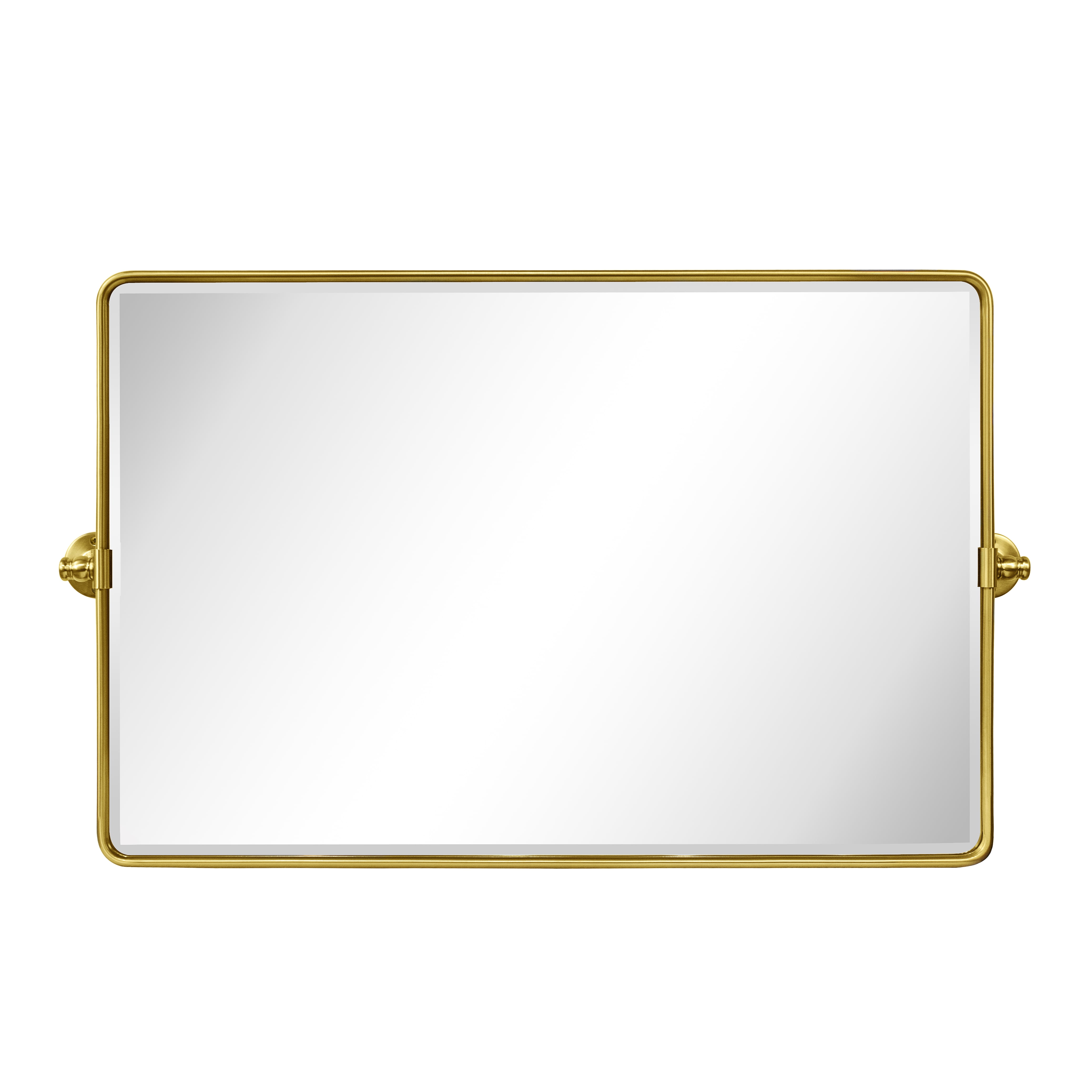 TEHOME Horizontal Farmhouse Gold Metal Framed Rounded Pivot Rectangle Bathroom Mirror 35x23