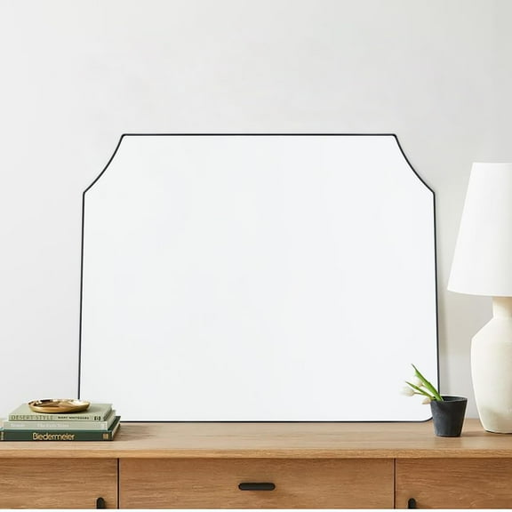 TEHOME Parerna Large Black Arched Mantel Mirror Arch Fireplace Mirror for Bathroom, Living Room 32x40''