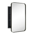 thumbnail image 1 of TEHOME Oil Rubbed Bronze Rectangle Recessed Bathroom Medicine Cabinet with Mirror Stainless Steel Metal Framed Rounded Rectangular Bathroom Cabinet with Mirror 16x24'', 1 of 8