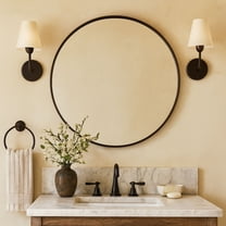 TEHOME Round Black Mirror 30 inch, Matte Black Metal Circle Wall Mirror for Bathroom & Entryway