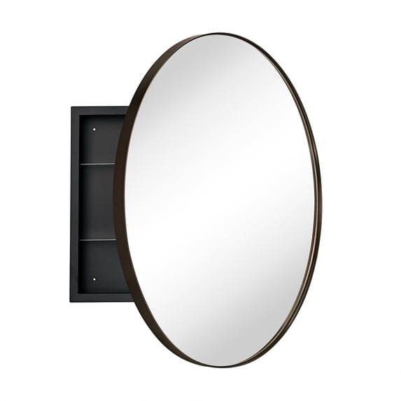 TEHOME Oil Rubbed Bronze Round Medicine Cabinet, 24 inches Diameter, Surface Mount
