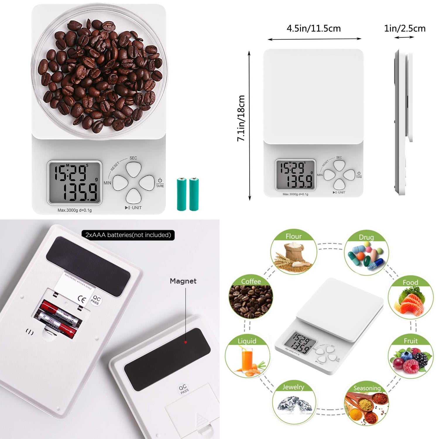 TEICHKJ Accurate and Precise Multifunction Digital Kitchen Scale with