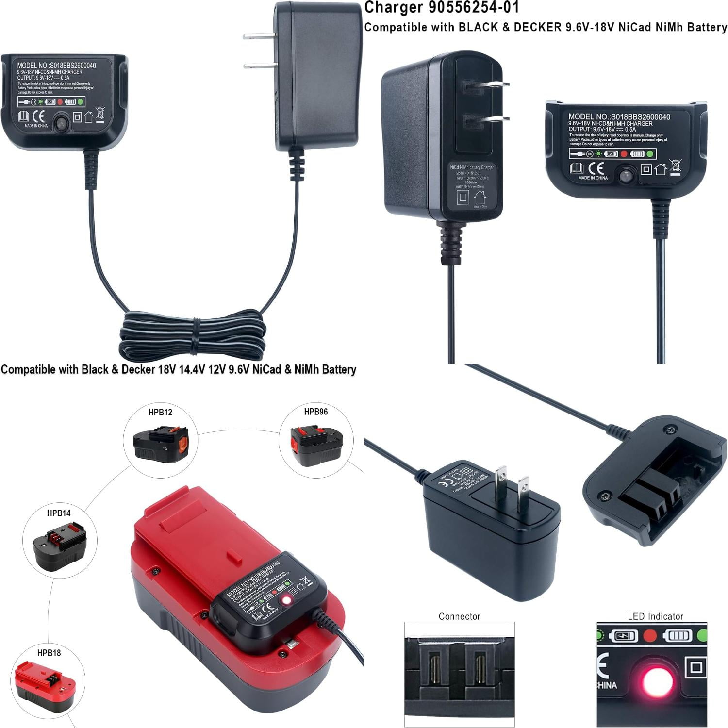 TEICHKJ Reliable and Durable Black & Decker Replacement Battery Charger