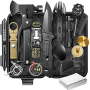 TEIPUERY Survival Gear and Equipment 21 in 1, Emergency Survival Kits with Camping Axe,Hammer, Gifts for Men Dad Him Teen Boys