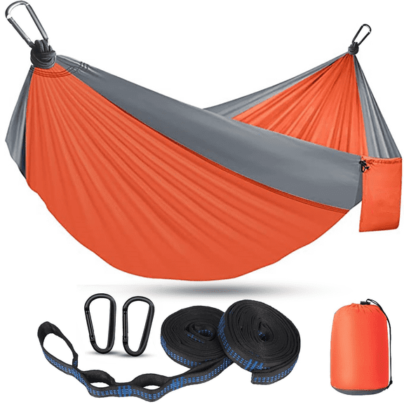 TEIPUERY Camping Hammock, Lightweight Portable Hammocks with Two Tree Straps,Single or Double Travel Swing Nylon Camp Hammocks,Camping Gear for Outside Hiking Beach Backpack Travel
