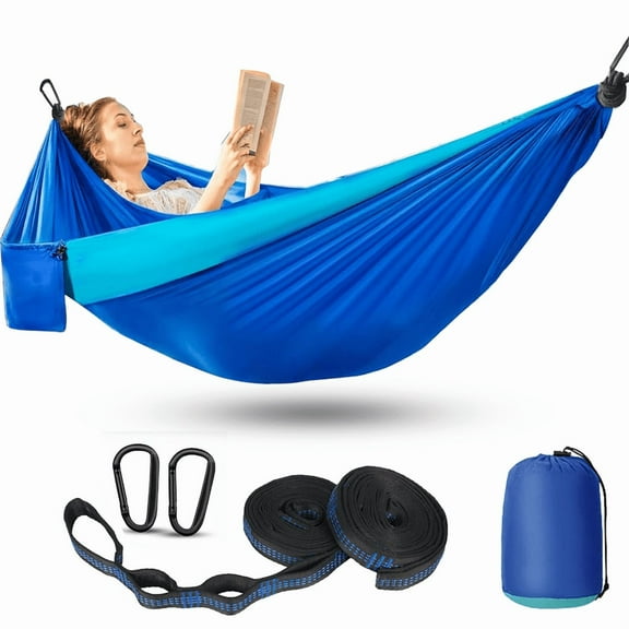 TEIPUERY Camping Hammock, Lightweight Portable Hammocks with Two Tree Straps,Single or Double Travel Swing Nylon Camp Hammocks,Camping Gear for Outside Hiking Beach Backpack Travel
