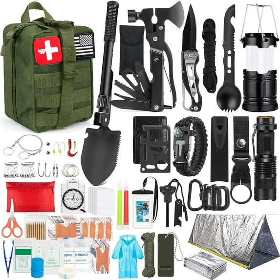 TEIPUERY Survival Kit 282 Pcs Gear for Outdoor Recreation Camping & Hiking Emergency