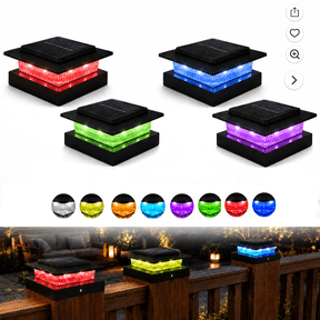 TEIPUERY 4 pack Solar LED 4x4 Post Cap Lights, 8 RGB Modes, Outdoor Fence Deck Lights, Black
