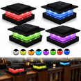 thumbnail image 1 of TEIPUERY 4 pack Solar LED Post Cap Lights for 4x4 Fence and Deck Posts, 8 RGB Modes, Black, 1 of 9