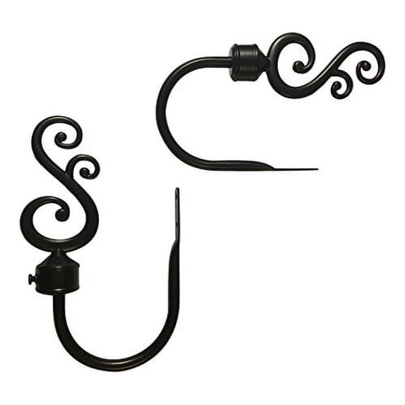 TEJATAN - Curtain Holdbacks for Draperies - Set of 2 (1 Pair), Black)(Curtain tiebacks Hook, Curtain tieback Hooks for Curtains, Curtain Pull Backs, Curtain pullbacks)