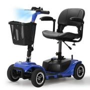 TEKAMON 4 Wheels Mobility Scooter - Portable Folding Power Electric Mobility Scooters for Seniors, Adults, Handicapped, Elderly - Range Extended Battery,Blue