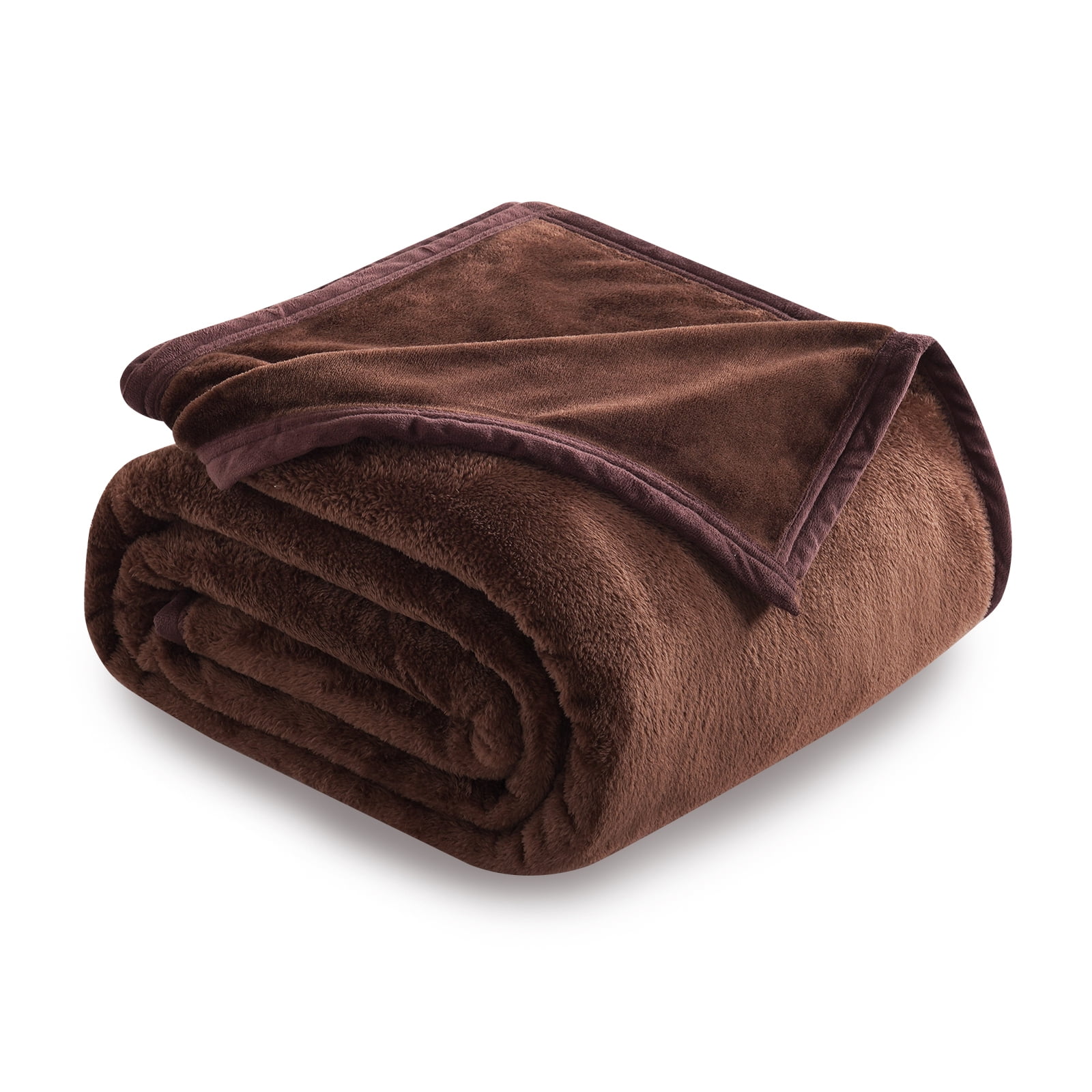 TEKAMON Fleece Bed Blankets King Size Plush Fuzzy Soft Lightweight Breathable Reversible Blanket Microfiber, 90"x108", Brown