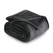 TEKAMON Fleece Bed Blankets Twin Size Plush Fuzzy Soft Lightweight Breathable Reversible Blanket Microfiber, 66"x90", Grey