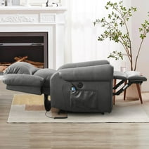 TEKAMON Infinite Position Lift Recliner Chair With Rivet, Massage and Heating, Dual Motor Power Lift Chair for Living Room, Fabric, Grey