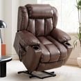 thumbnail image 1 of TEKAMON Infinite Position Lift Recliner Chair for Elderly with Heat Massage and Extended Footrest Lay Flat Sleeping Leather Dual Motor Power Lift Chair for Living Room (Brown), 1 of 8