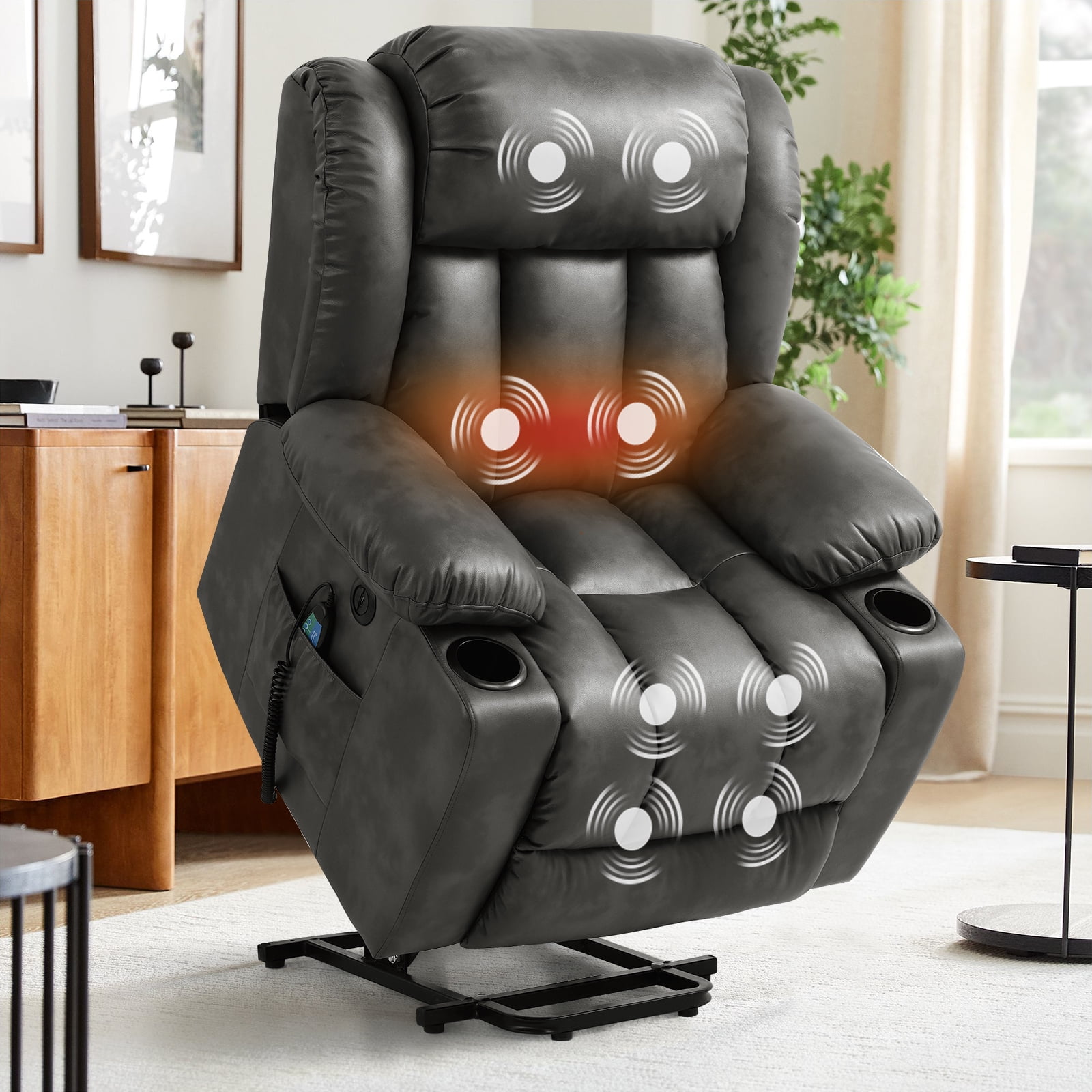 Remote Control Recliners with Lumbar Support Lay Flat Recliner for Seniors  350LB Lift Chairs