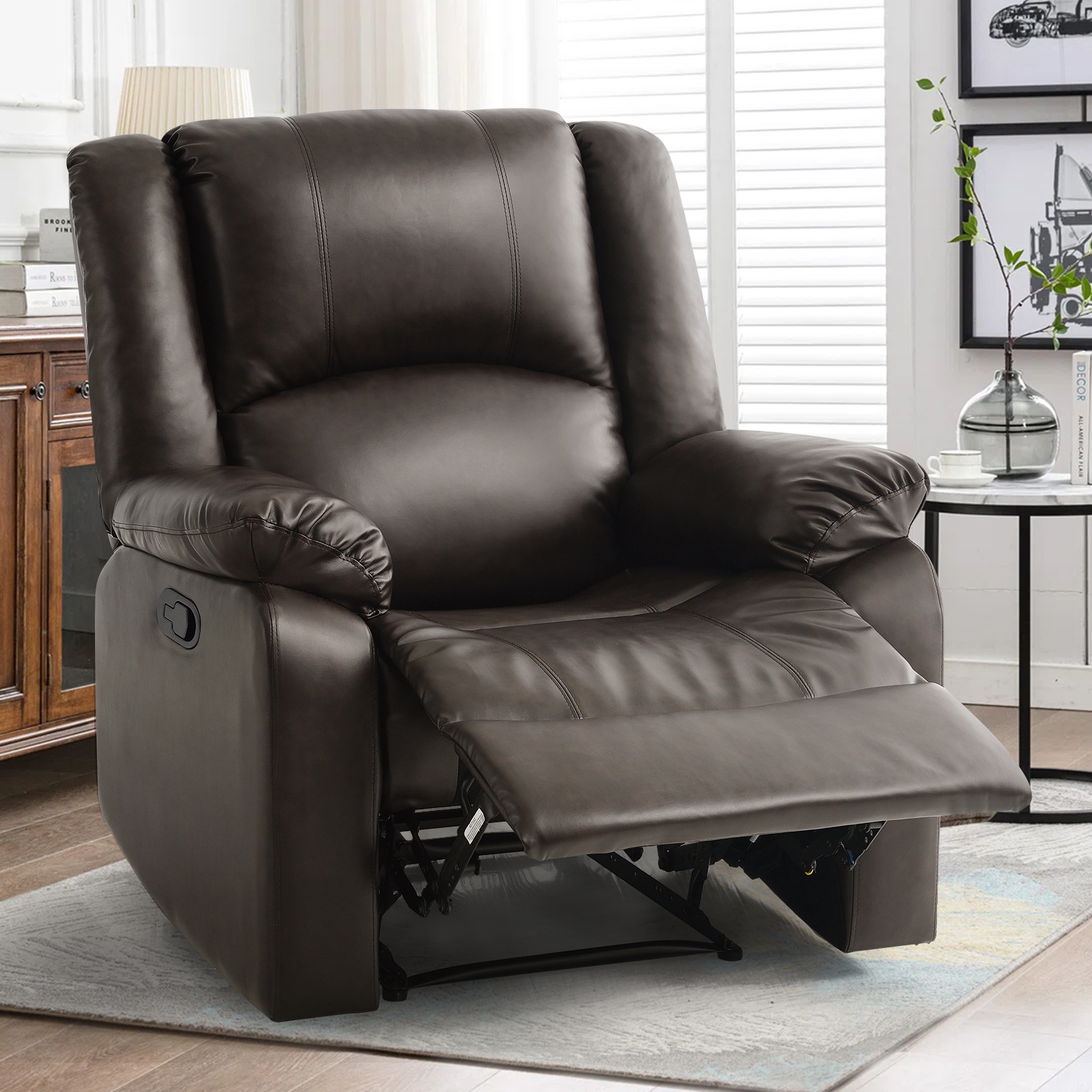 Genuine Leather Recliner Chair, Top Grain Leather, Italian