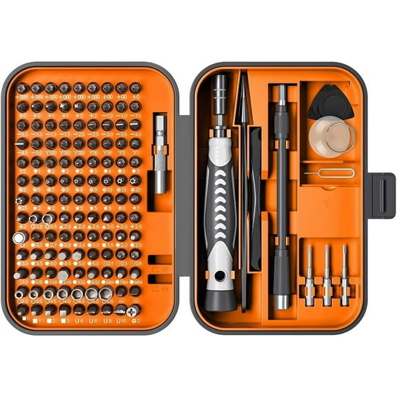 TEKDEP Precision Screwdriver Set, 130 in 1 with 120 bits Repair Tool Kit, Magnetic Screwdriver Set with mini built-in box for Electronics iPhone Laptop Jewelers Game Console Electro Orange