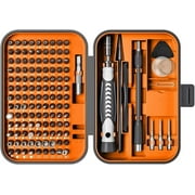 TEKDEP Precision Screwdriver Set, 130 in 1 with 120 bits Repair Tool Kit, Magnetic Screwdriver Set with mini built-in box for Electronics iPhone Laptop Jewelers Game Console Electro Orange