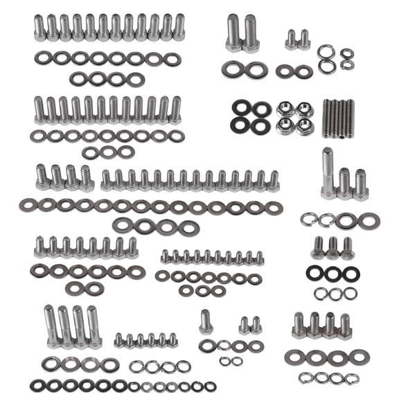 TEKKOAUTO Engine Bolts Kit Stainless for SBC Small Block Chevy 265 283 305 327 350 400 Hex Set