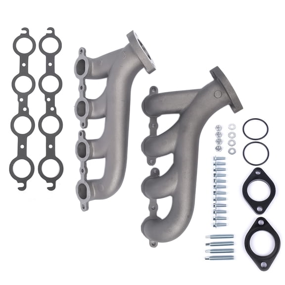 TEKKOAUTO LS Swap Cast Iron Manifold Sets forChevy Corvette Camaro LS1 LS2 LS3 9988-R-BLEM