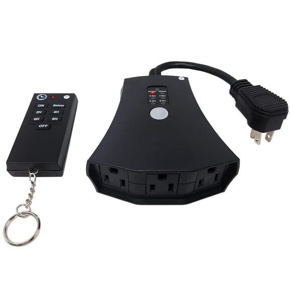 TEKLECTRIC Outdoor Remote Control Outlet With Wireless Remote and Countdown Timer, Weatherproof Light Timer Plug-in Switch, 100 FT Range Wireless