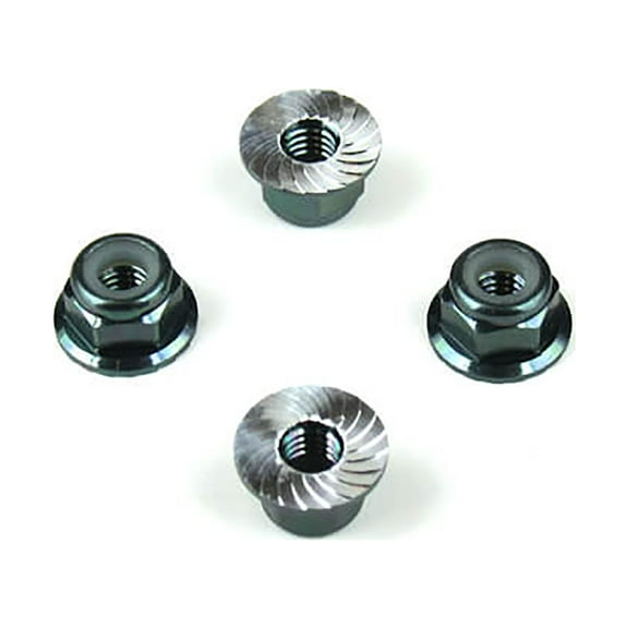 TEKNO RC LLC M4 Locknuts Alum Flanged Serrated Black 4pcs TKR1213 Elec Car/Truck Replacement Parts