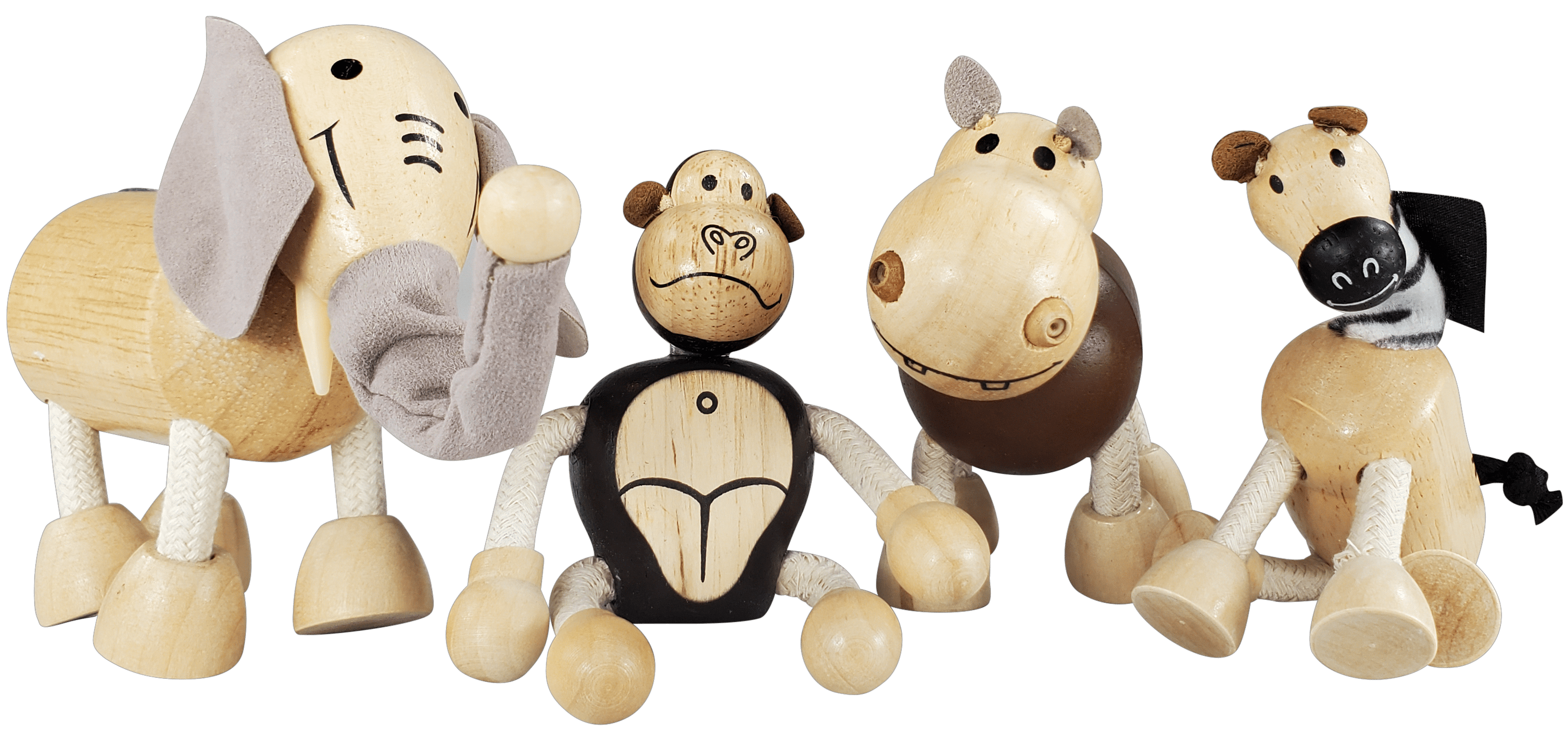 TEKOR Bendable Jungle Wooden Animal Toys (Set of 4) Early Education