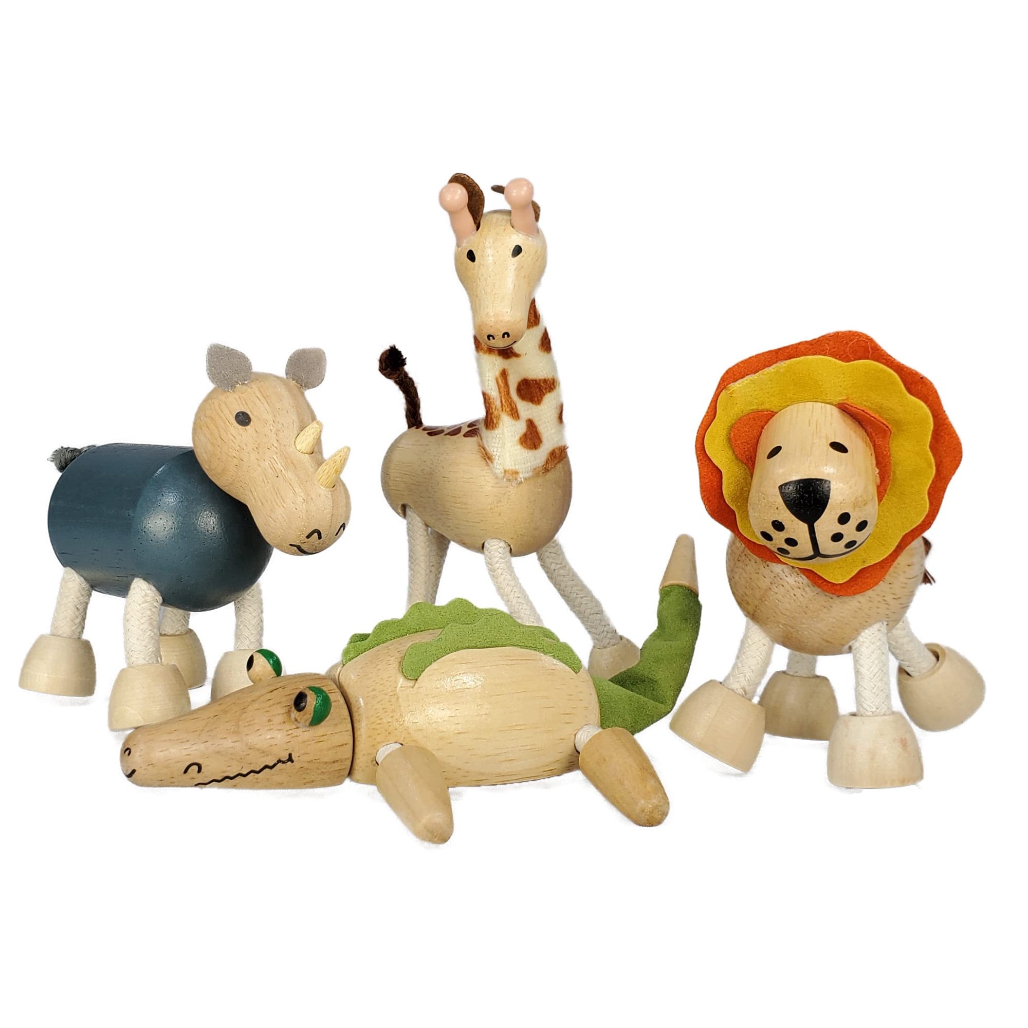 TEKOR Bendable Safari Wooden Animal (Set of 4) Early Education